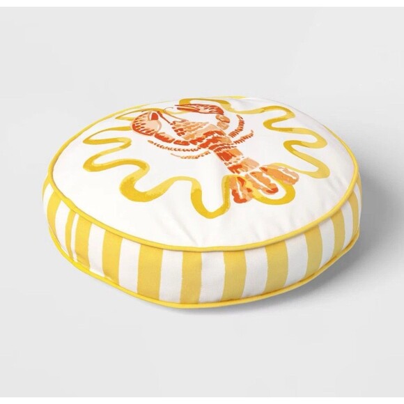 Threshold 16” Round Outdoor Throw Pillow Yellow Lobster Patio Cushion NEW - Picture 3 of 6